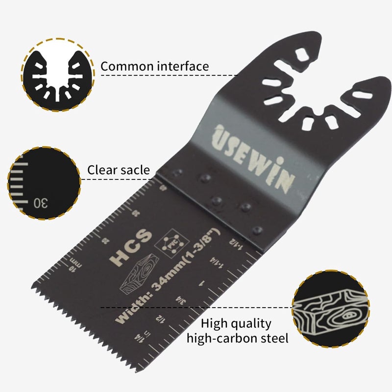 USEWIN 50 PCS Oscillating Tool Blade, Universal Multitool Blades Oscillating Saw Blades Quick Release Multi Tool Blades Kits for Wood and Plastic Cutting - Image 2
